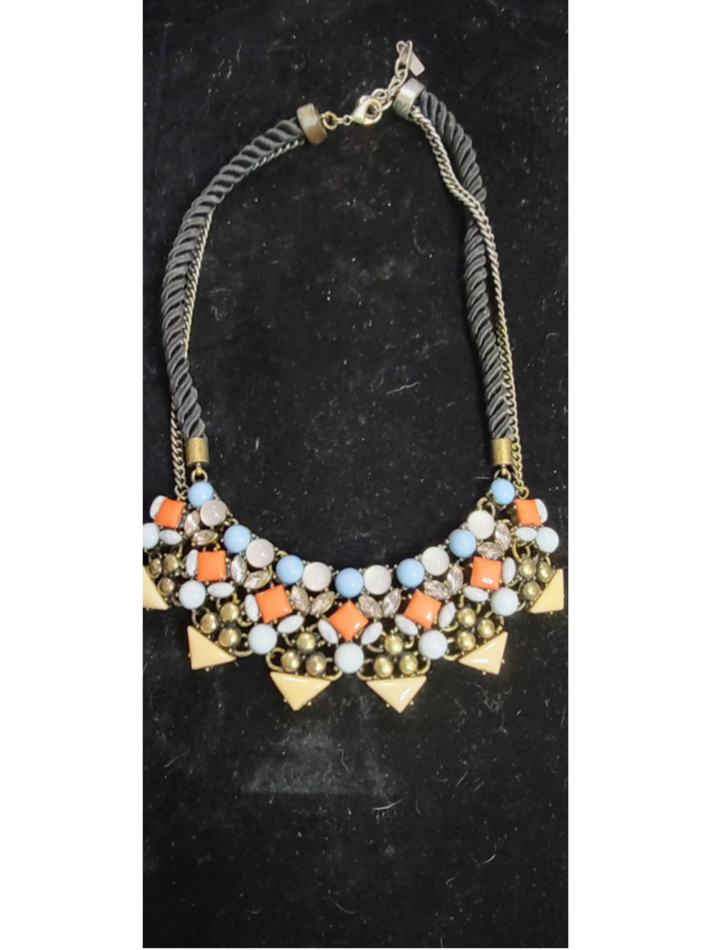 Sugar Fix By Baublebar Statement Bid Necklace Cabochon Blue Orange Thermoset